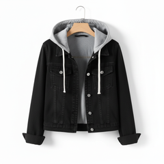Light Wash Denim Jacket with Attached Hoodie