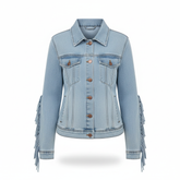 Black Fringe Detail Western Denim Jacket