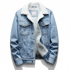 Light Wash Sherpa-Lined Denim Jacket