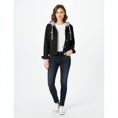 Light Wash Denim Jacket with Attached Hoodie