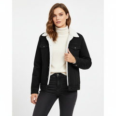 Light Wash Sherpa-Lined Denim Jacket